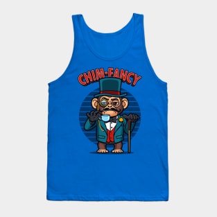 Chim-Fancy Cute Funny Fancy Tea Drinking Chimpanzee Tank Top